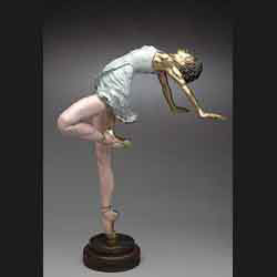 bronze table top dance sculpture created by Carol Sakai entitled Allegro