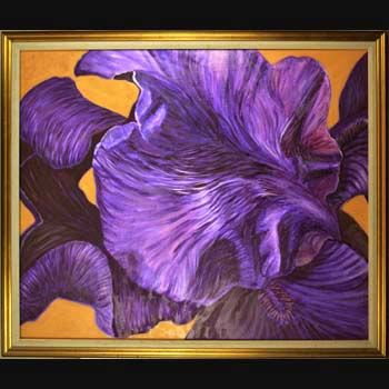 Black Iris, Floral Oil Painting created by Carol S Sakai 