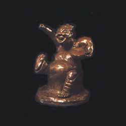 bronze sculpture of ancient drummer created by Carol Sakai entitled Too Life