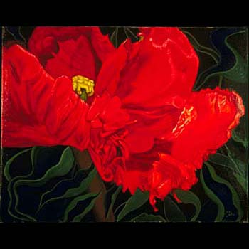 Tulip Dance floral oil painting by Carol S Sakai, artist