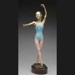 bronze table top dance sculpture created by Carol Sakai entitled Quatriene