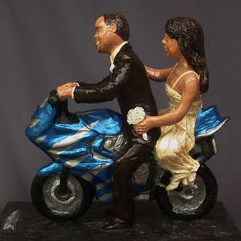 Away we go-custom cake topper wedding sculpture by Carol S Sakai