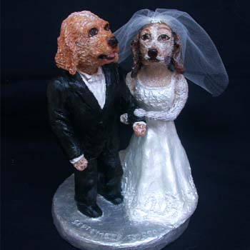 Freida&Mulligan-custom dog wedding sculpture cake topper by Carol S Sakai, artist