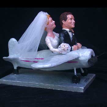 Kathy & Jeff custom wedding sculpture cake topper by Carol S Sakai, artist