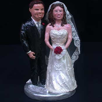 Sharlene and Bob custom wedding sculpture cake topper by Carol S Sakai, artist