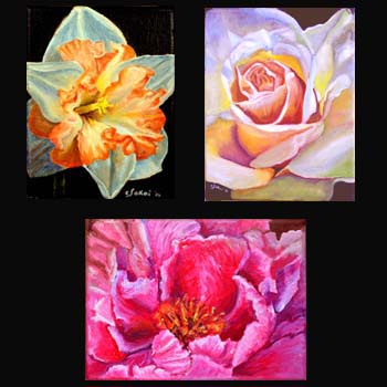 Small Floral Oil Paintings created by Carol S Sakai